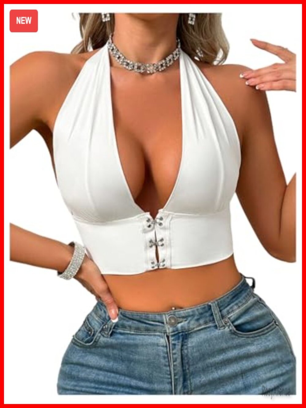 Women's Halter Corset Crop Tank Top Button Front Open Back Sleeveless